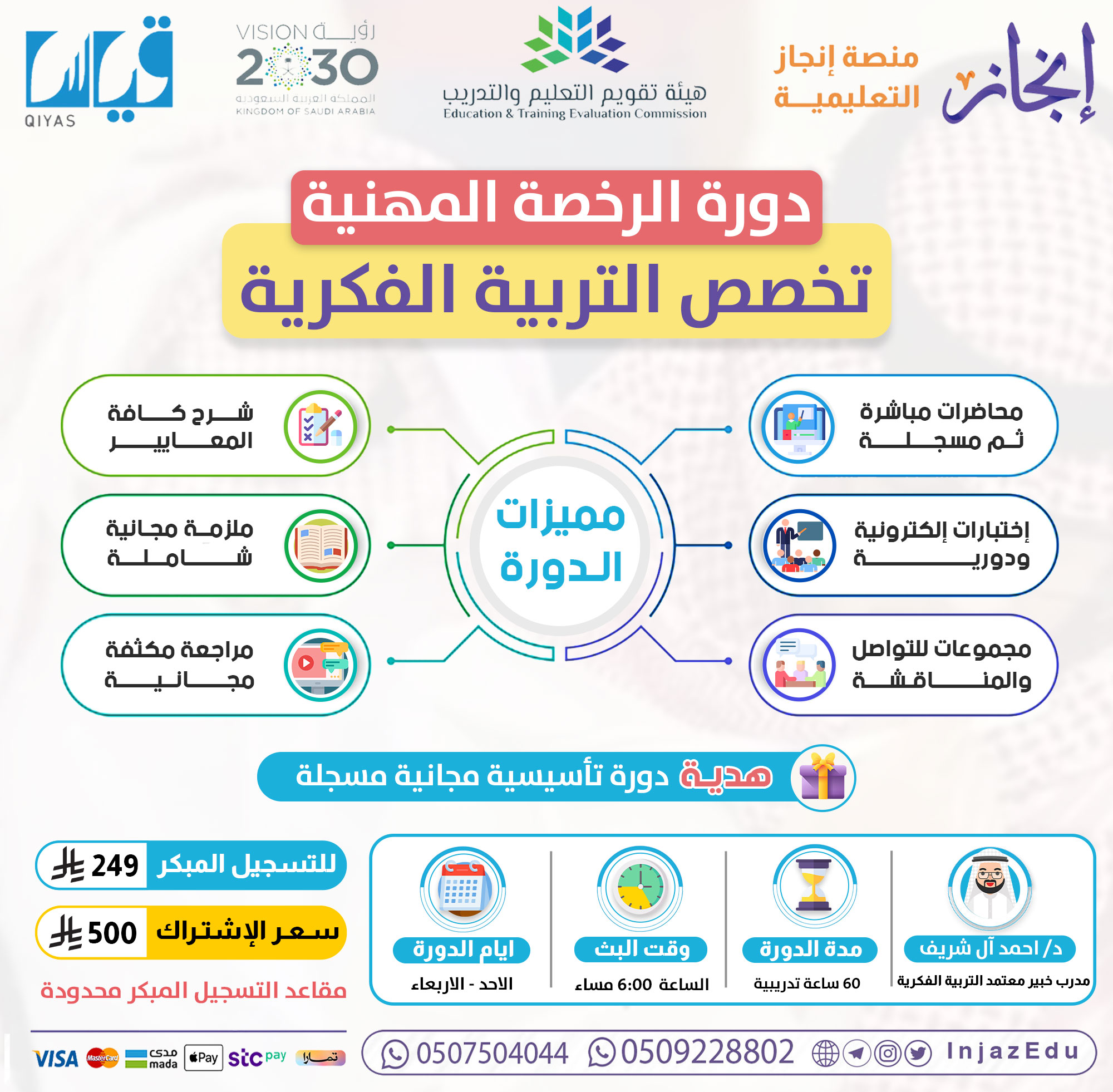الرخصة المهنية التربية الفكرية مباشرة