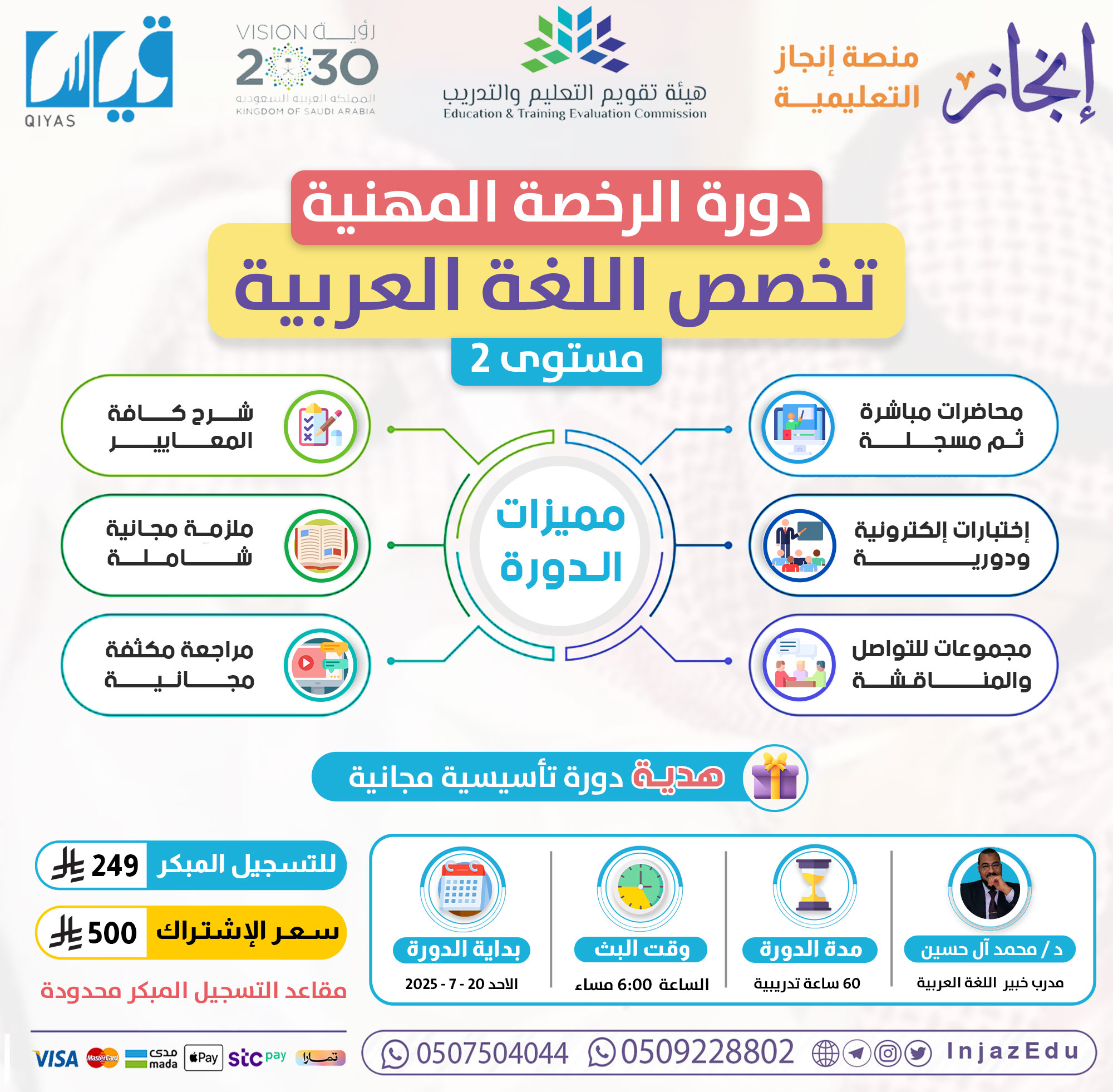 الرخصة المهنية اللغة العربية (2) مباشرة