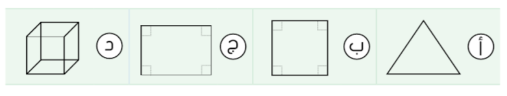 أي من الأشكال التالية لا ينتمي لباقي المجموعة؟